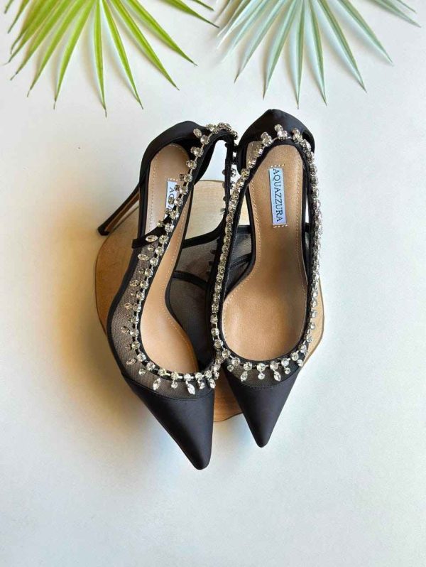 aquazzura crystal crush 105 pumps black