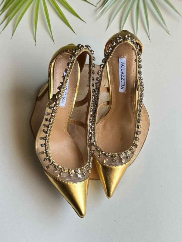 aquazzura crystal crush 105 pumps gold