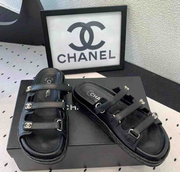 Chanel CC Crystal Leather Sandals