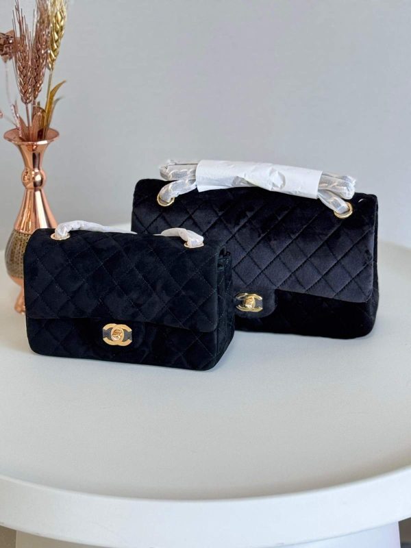 chanel velvet flap bag navy blue