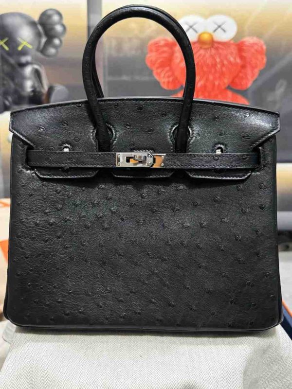 hermes ostrich birkin​ 25 black
