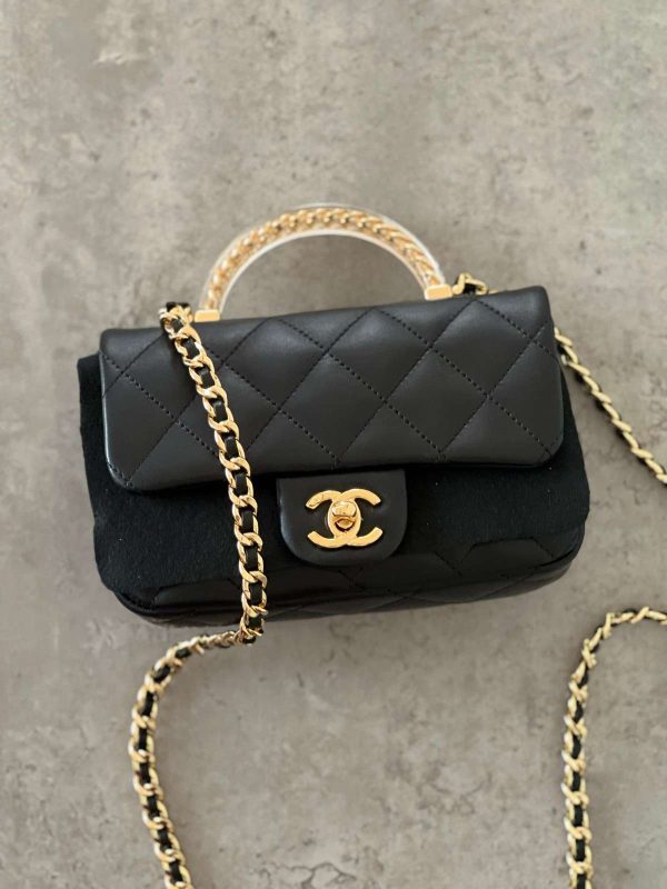 Chanel 24S Quilted Chain Top Handle Flap Bag