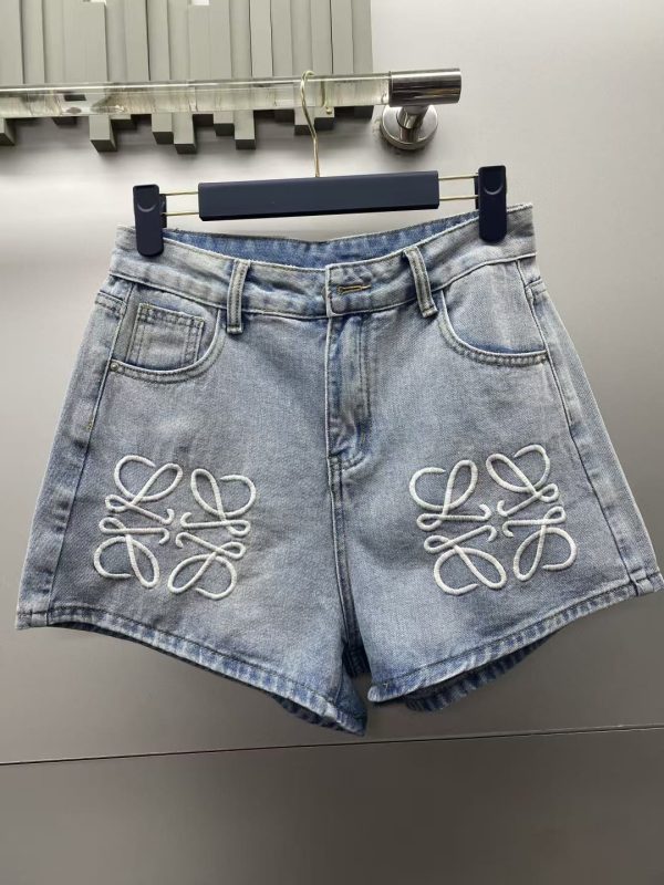loewe anagram denim shorts