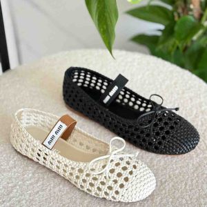 miu miu woven motif ballerina flats