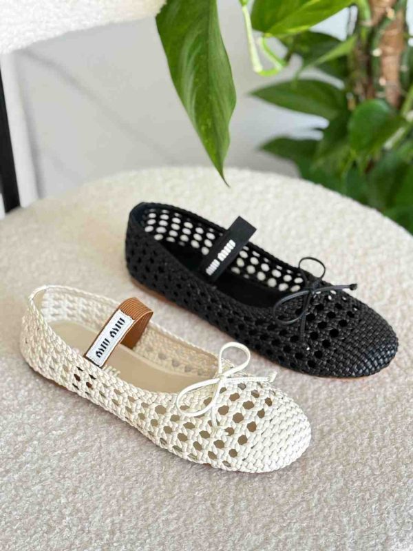 miu miu woven motif ballerina flats