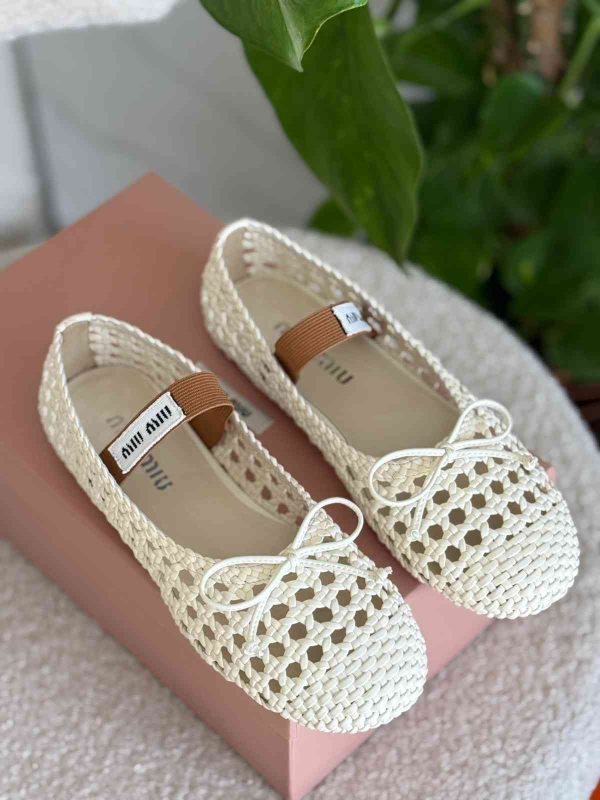 miu miu woven motif ballerina flats