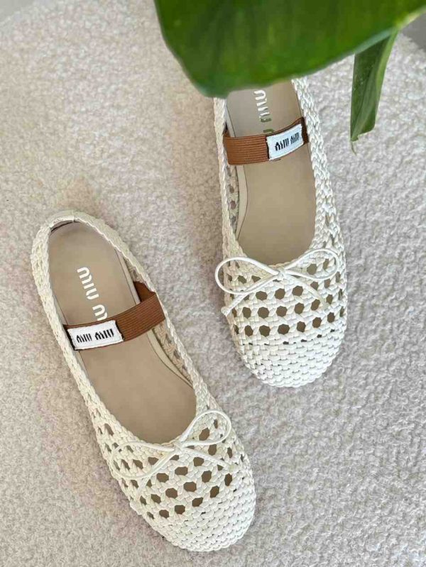 miu miu woven motif ballerina flats