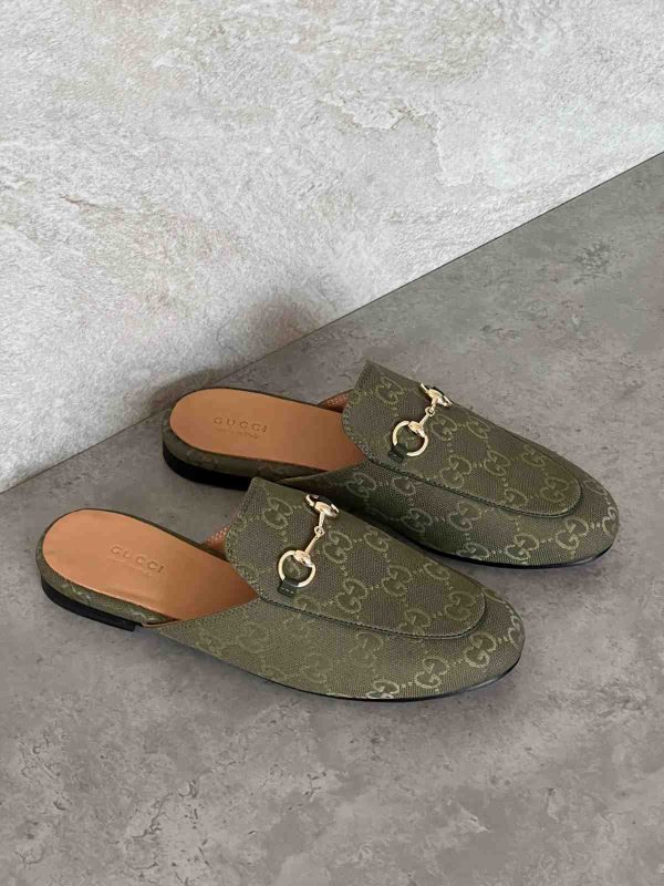 Gucci GG Canvas Forest Green Princetown Slippers In Dubai - Image 2