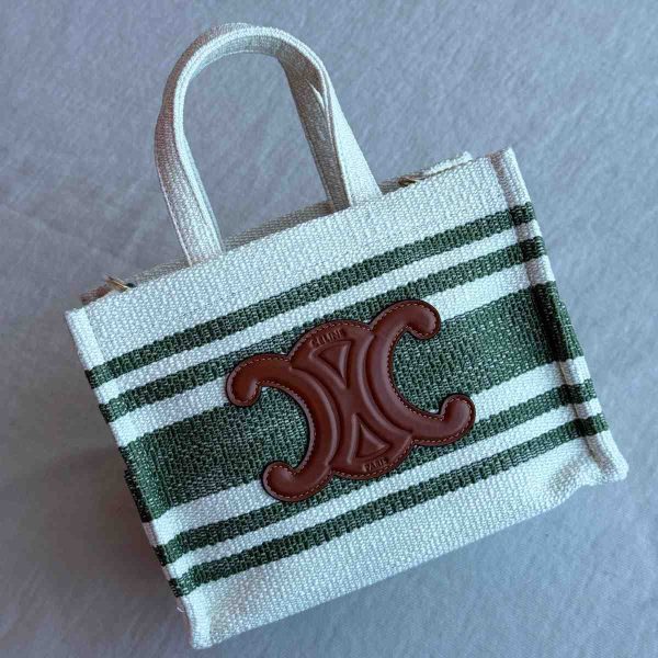 Celine Small Cabas Thais In Striped Textile