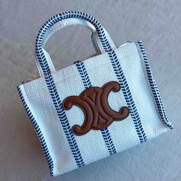 Celine Small Cabas Thais In Striped Textile