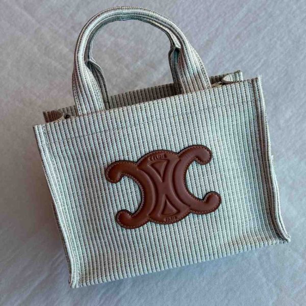Celine Small Cabas Thais In Striped Textile