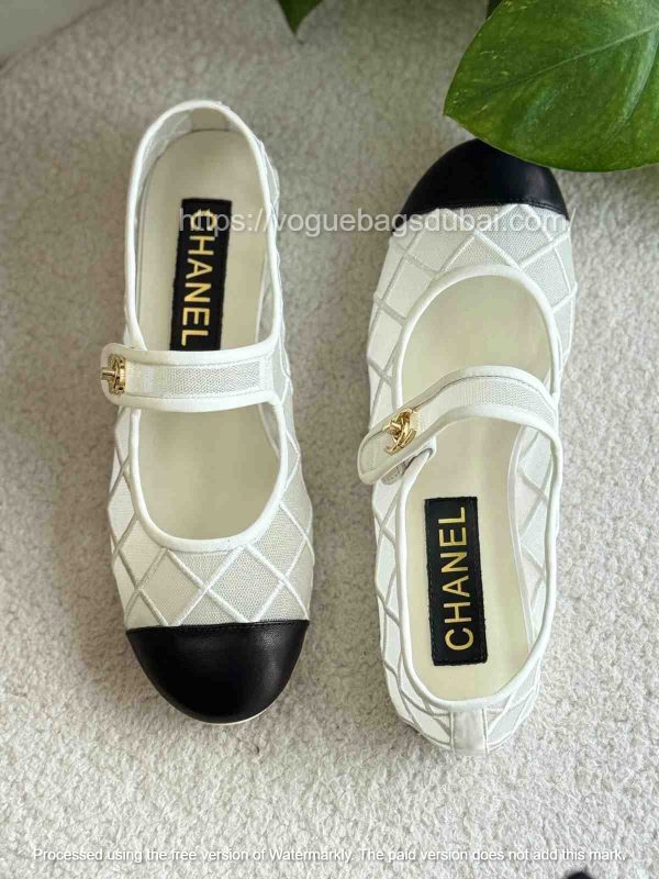 chanel Mesh Mary Jane ballet flats​ white