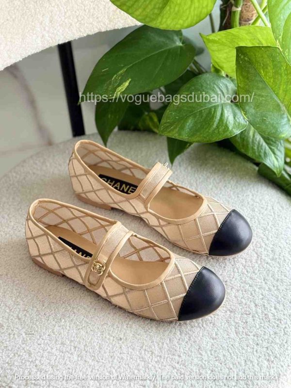 chanel Mesh Mary Jane ballet flats​ beige