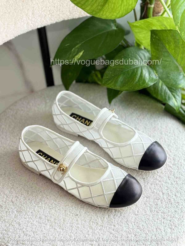chanel Mesh Mary Jane ballet flats​ white