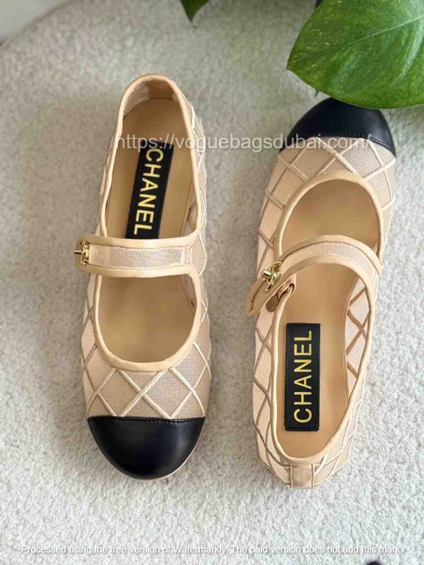 chanel Mesh Mary Jane ballet flats​ beige