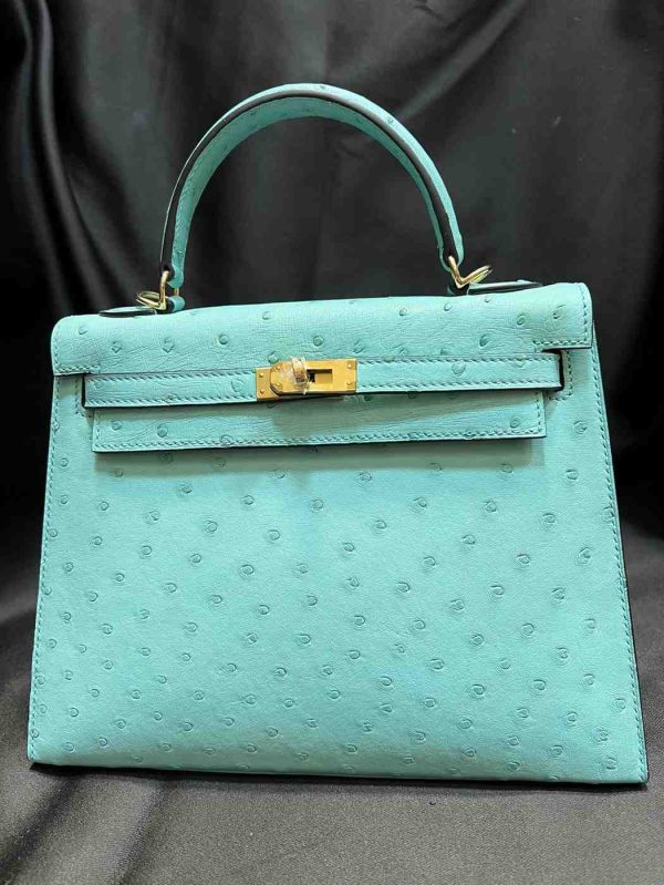 hermes ostrich sellier 25 baby blue