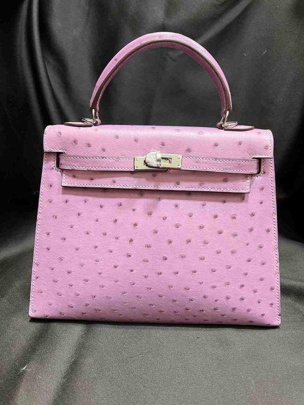 hermes ostrich sellier 25 light pink