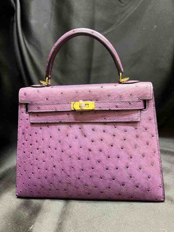 hermes ostrich sellier 25 light violet colour