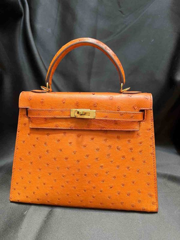 hermes ostrich sellier 25 orange colour
