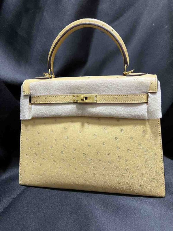 hermes ostrich sellier 25 off white