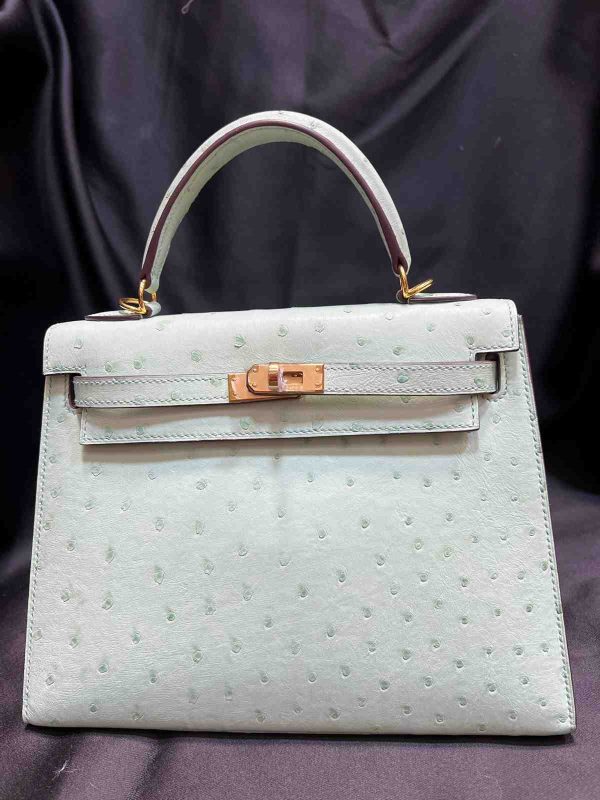 hermes ostrich sellier 25 white