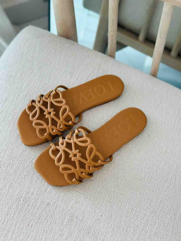 loewe petal anagram sandals brown