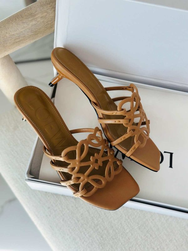 loewe petal anagram sandals brown