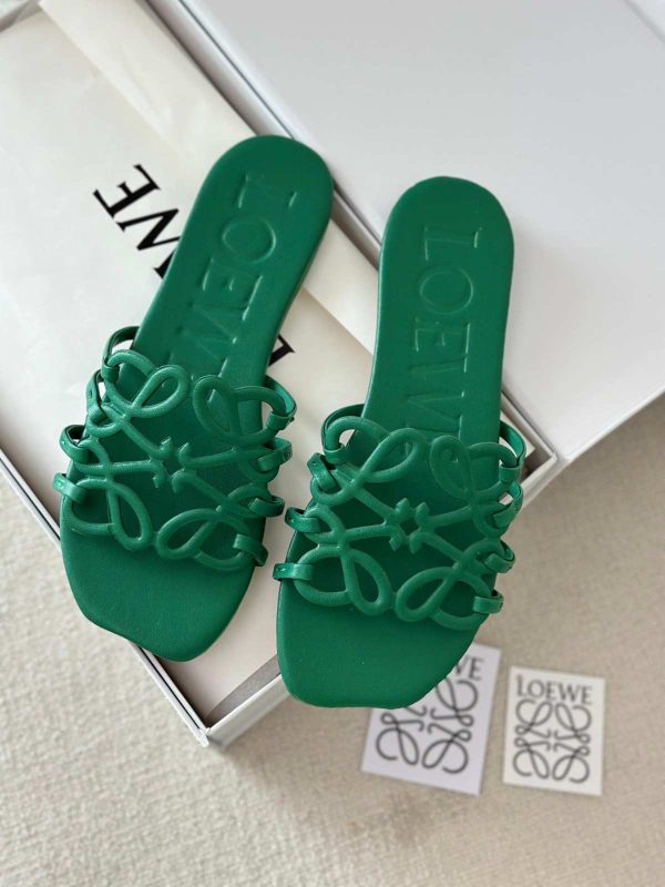 loewe petal anagram sandals green