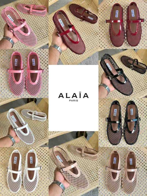 alaia fishnet ballet flats