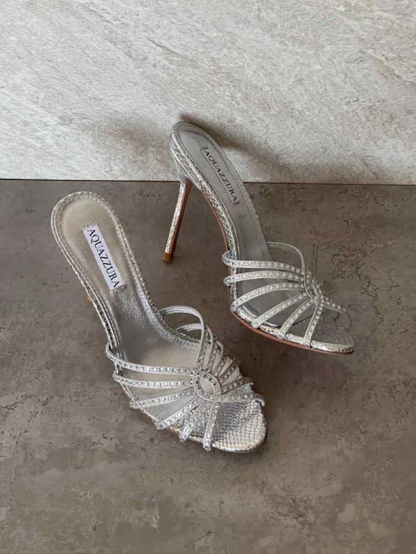 aquazzura flow crystal sandals silver