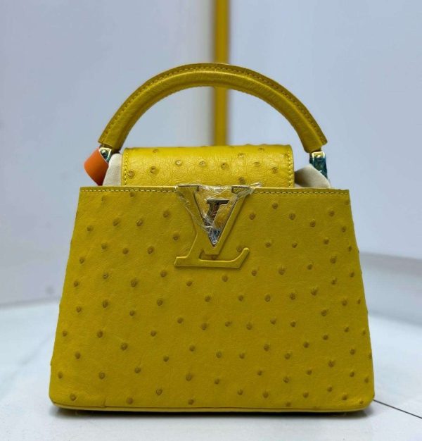 Luis vuitton ostrich capucines bag light yellow