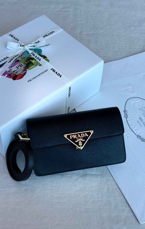 Prada saffiano leather mini crossbody bag black