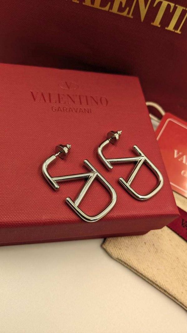 valentino earrings silver metal