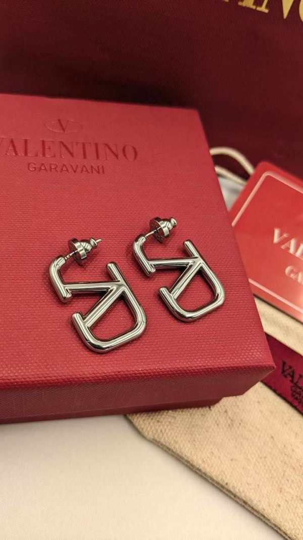 valentino earrings silver metal