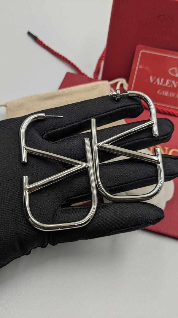 valentino earrings silver metal