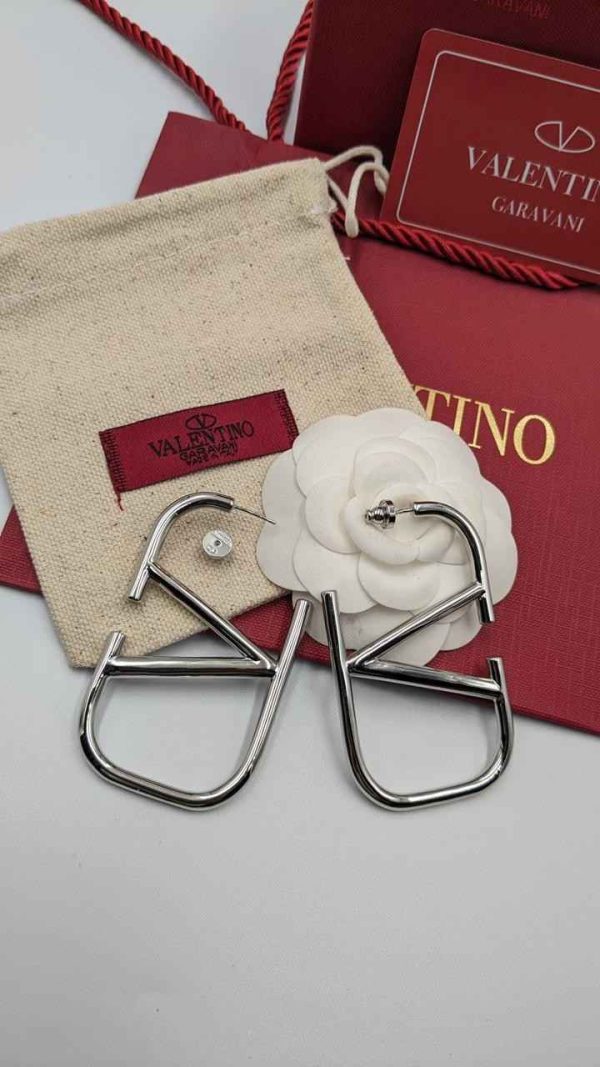 valentino earrings silver metal