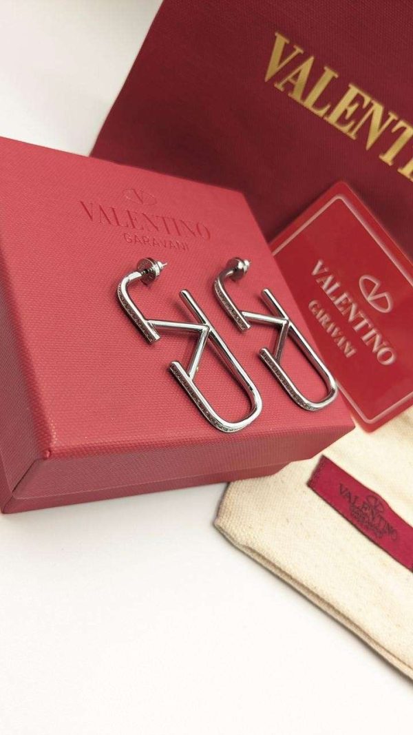 valentino earrings silver metal