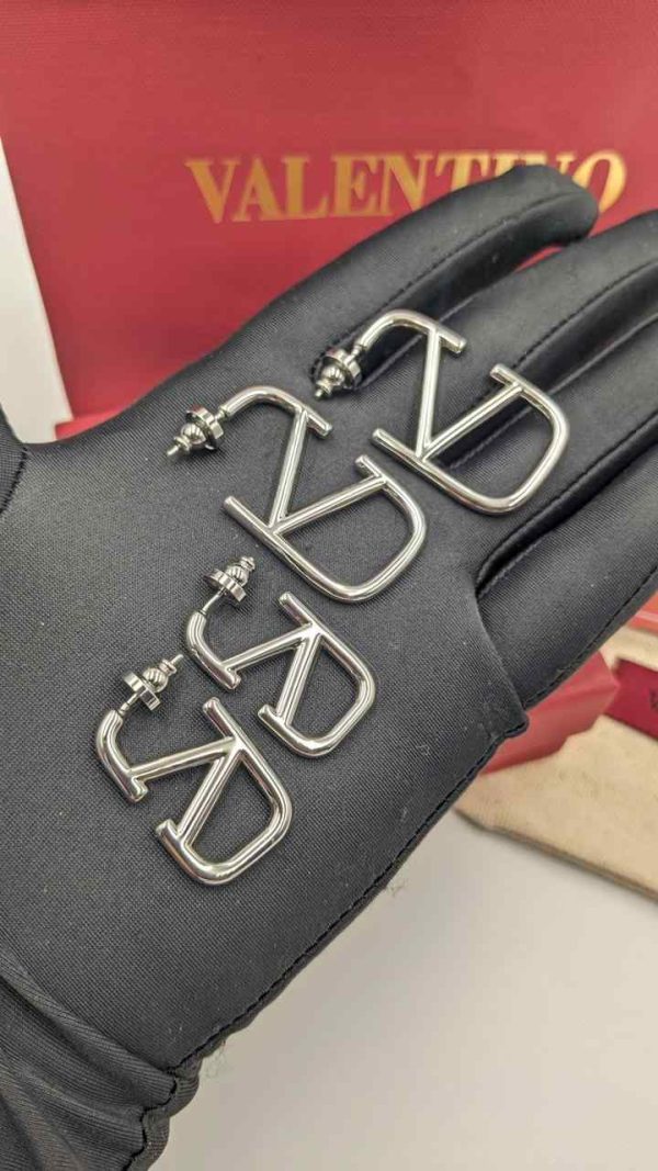 valentino earrings silver metal
