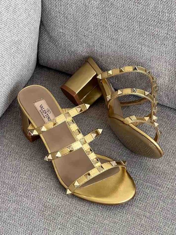 valentino garavani rockstud sandals golden