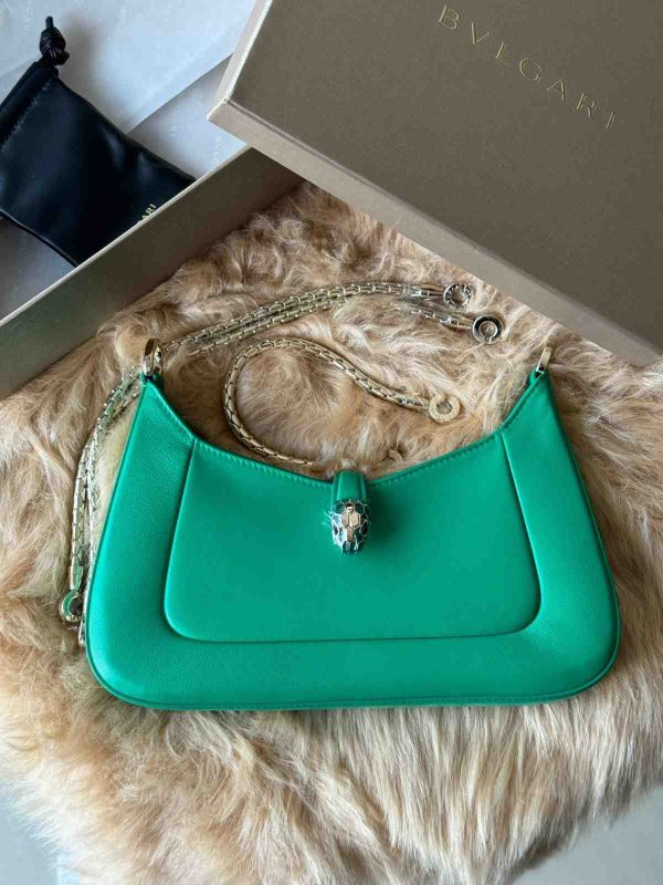 bulgari serpenti baia shoulder bag green