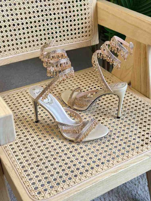 Rene caovilla chandelier heels ballet pink