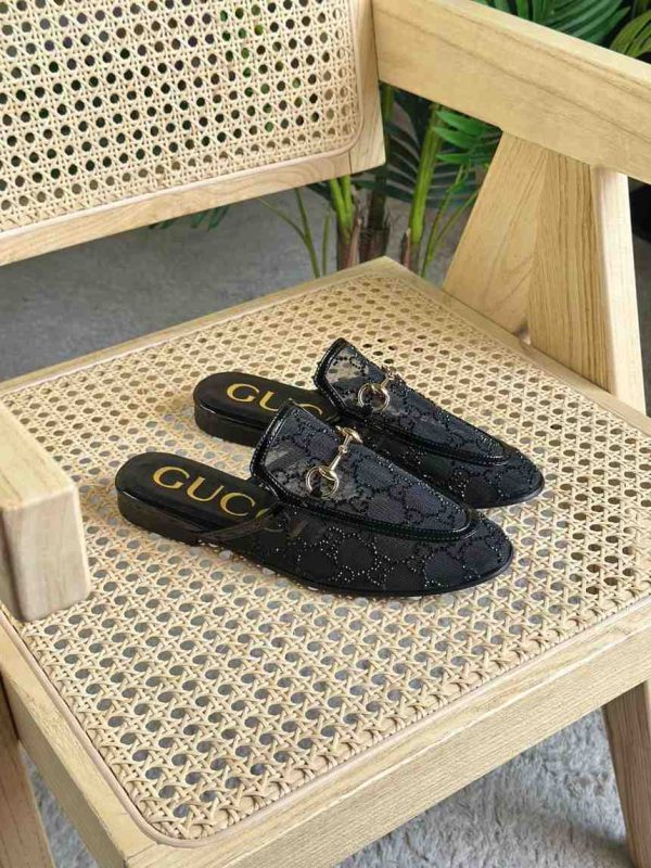 gucci princetown slipper in ivory mesh black