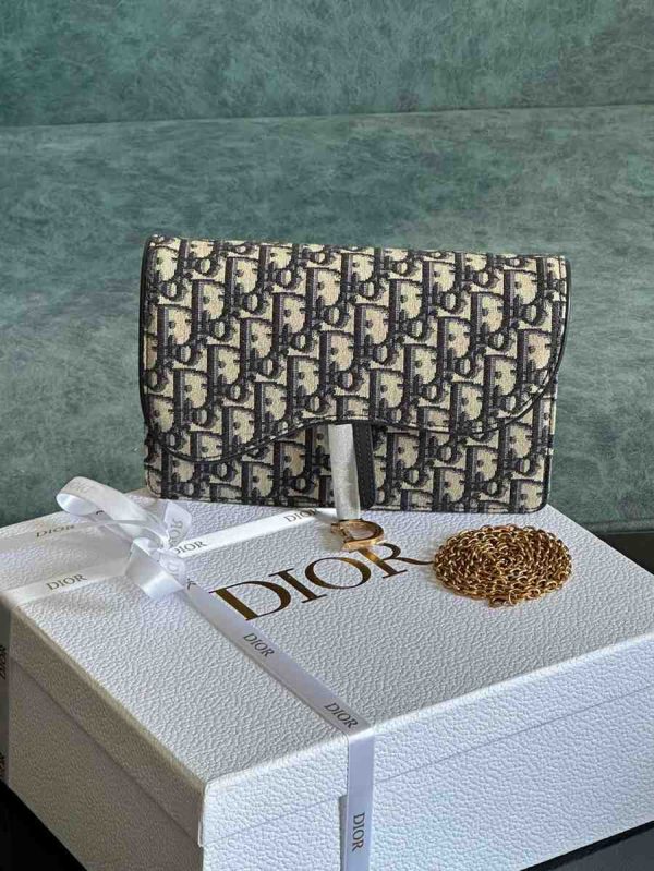 dior medium saddle pouch with chain black