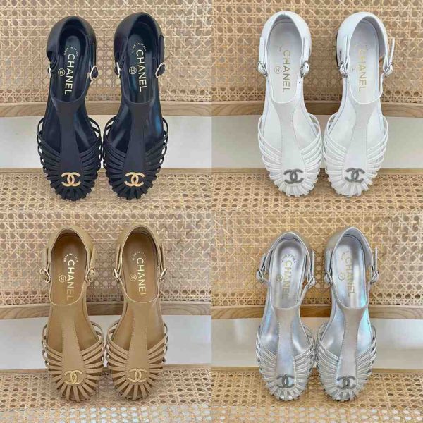 chanel strap cage toe flat sandals