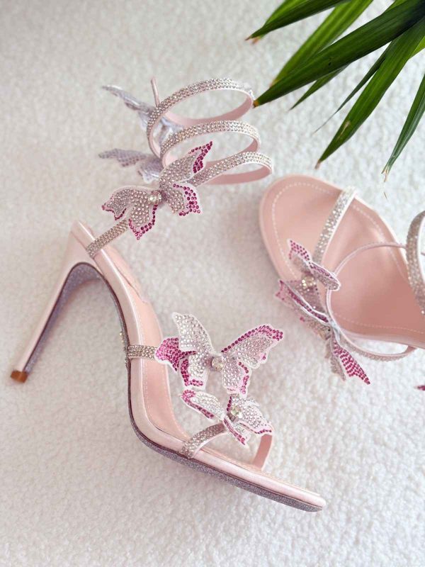 rene caovilla butterfly pink colour