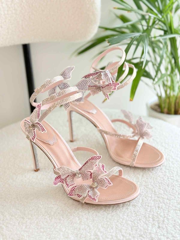 rene caovilla butterfly pink colour