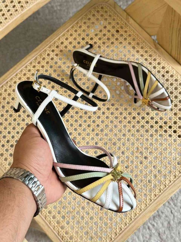 celine triomphe heel sandals multi colour