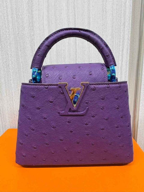 Luis vuitton ostrich capucines bag purple