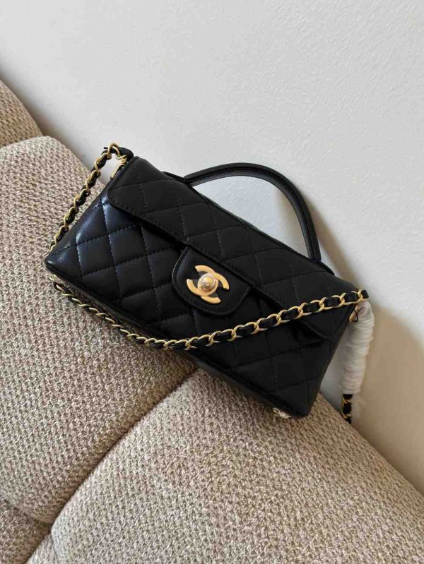 chanel top handle mini flap black