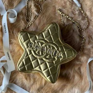 chanel metallic star bag golden